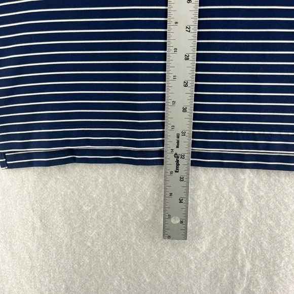 Donald Ross Golf Polo Shirt Mens L Blue Striped 3-Button Collared Short Sleeves - Picture 5 of 12